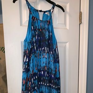 multicolored high neck dress